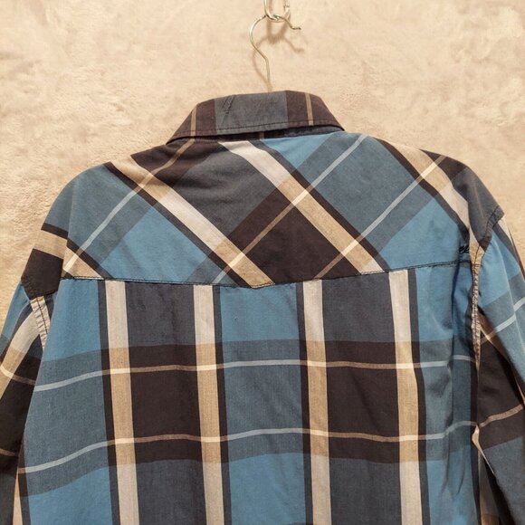Coastal Western Cut Shirt Mens XL Blue Gray Plaid Pearl Snap Cowboy Rodeo pocket - Picture 7 of 7